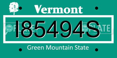 I85494S Vermont License Plate
