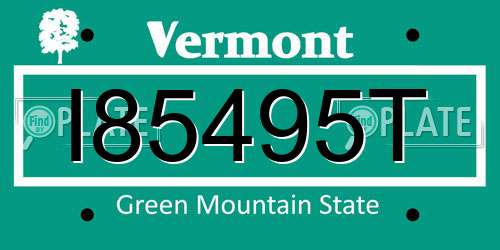 I85495T Vermont License Plate