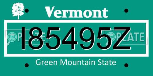 I85495Z Vermont License Plate