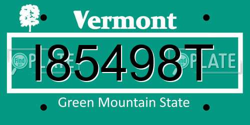 I85498T Vermont License Plate