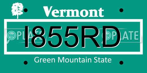 I855RD Vermont License Plate