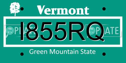 I855RQ Vermont License Plate