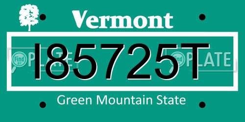 I85725T Vermont License Plate