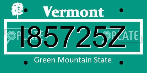I85725Z Vermont License Plate
