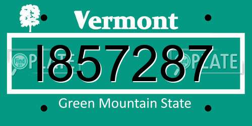 I857287 Vermont License Plate
