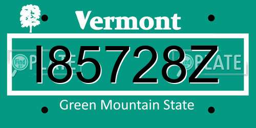 I85728Z Vermont License Plate