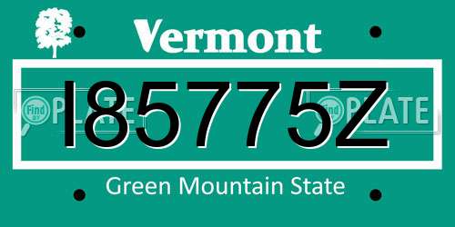 I85775Z Vermont License Plate