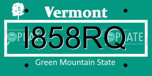 I858RQ Vermont License Plate