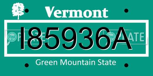 I85936A Vermont License Plate