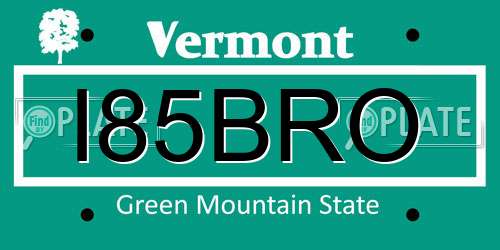 I85BRO Vermont License Plate