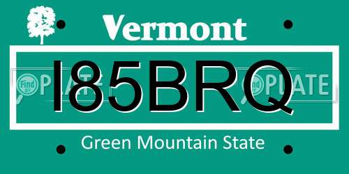 I85BRQ Vermont License Plate