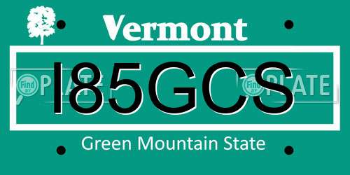 I85GCS Vermont License Plate