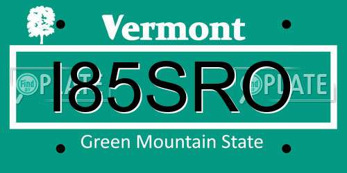 I85SRO Vermont License Plate