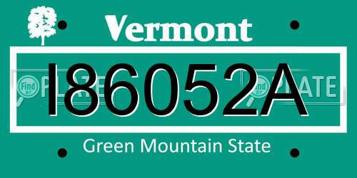I86052A Vermont License Plate