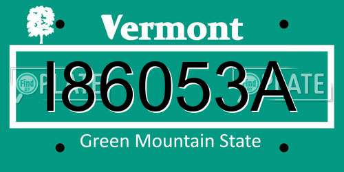 I86053A Vermont License Plate