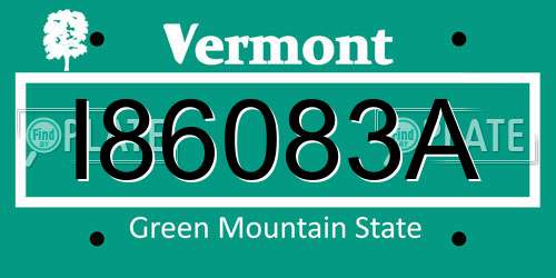 I86083A Vermont License Plate
