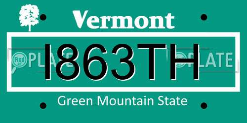 I863TH Vermont License Plate