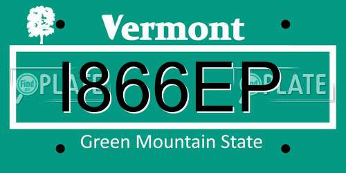 I866EP Vermont License Plate
