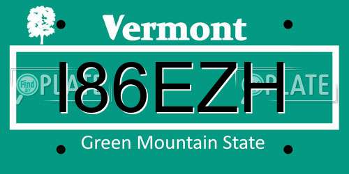 I86EZH Vermont License Plate