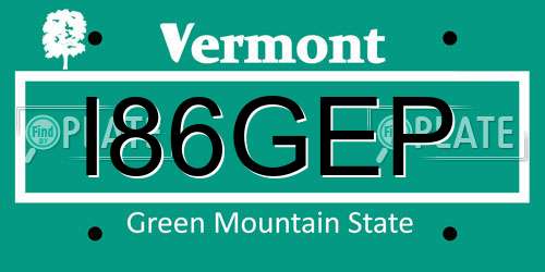 I86GEP Vermont License Plate