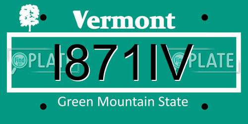 I871IV Vermont License Plate