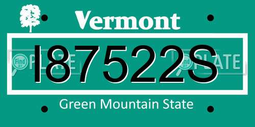 I87522S Vermont License Plate