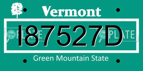 I87527D Vermont License Plate