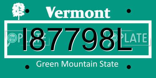 I87798L Vermont License Plate
