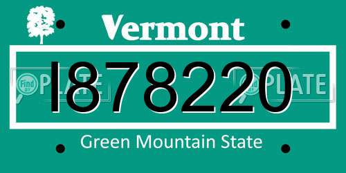 I878220 Vermont License Plate