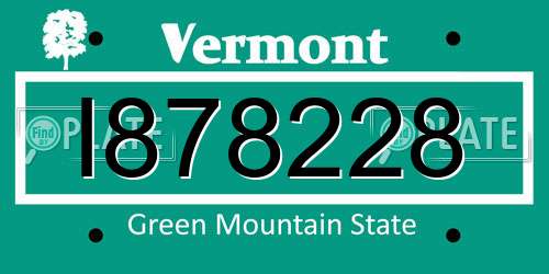 I878228 Vermont License Plate