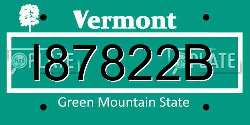 I87822B Vermont License Plate