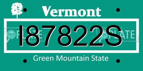 I87822S Vermont License Plate