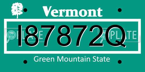 I87872Q Vermont License Plate