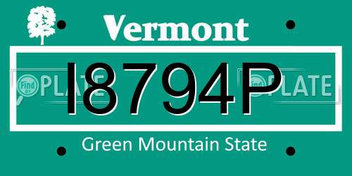 I8794P Vermont License Plate