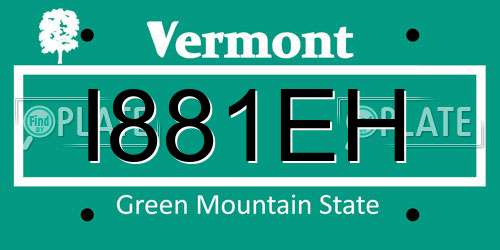 I881EH Vermont License Plate
