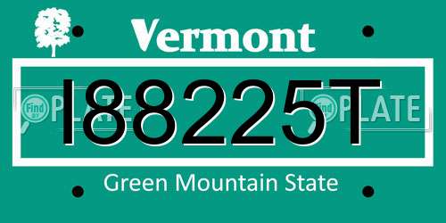 I88225T Vermont License Plate