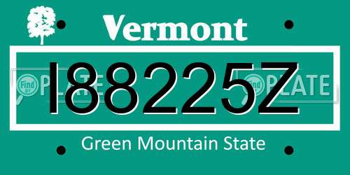 I88225Z Vermont License Plate