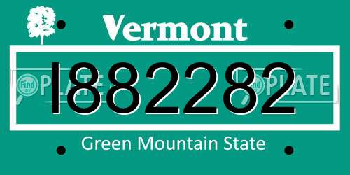 I882282 Vermont License Plate