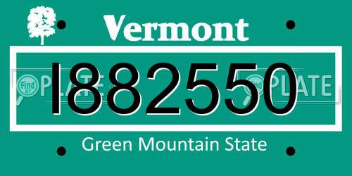 I882550 Vermont License Plate