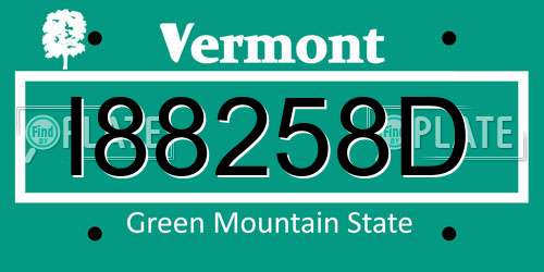 I88258D Vermont License Plate