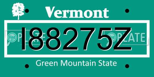 I88275Z Vermont License Plate
