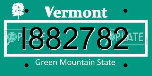 I882782 Vermont License Plate