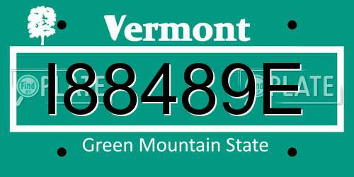 I88489E Vermont License Plate