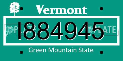 I884945 Vermont License Plate