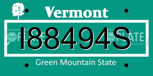I88494S Vermont License Plate