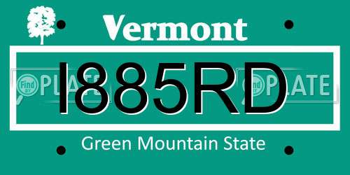 I885RD Vermont License Plate