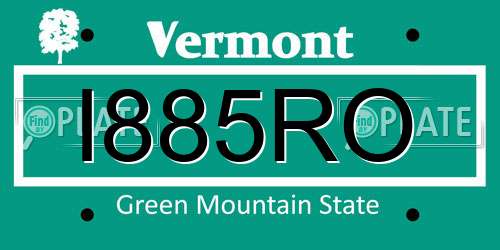 I885RO Vermont License Plate