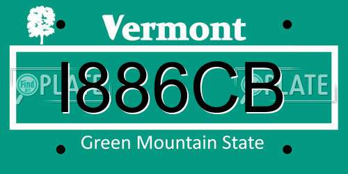 I886CB Vermont License Plate