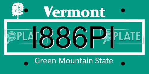 I886PI Vermont License Plate