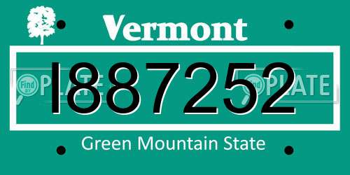 I887252 Vermont License Plate